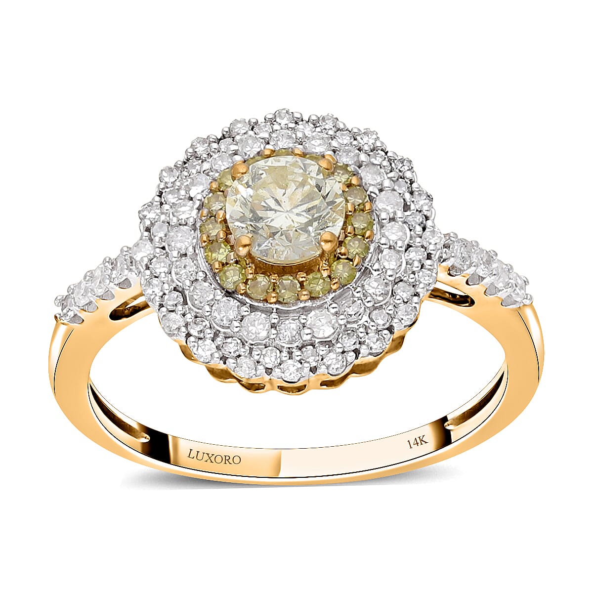 Luxoro 14K Yellow Gold I3 Natural Yellow and White Diamond Cocktail Ring (Size 10.0) 1.00 ctw image number 0