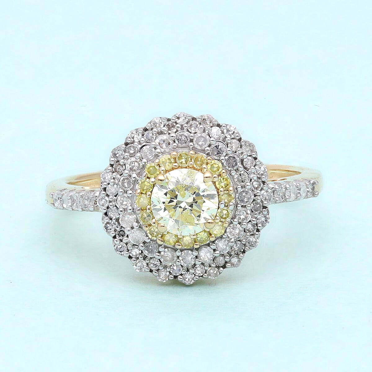 Luxoro 14K Yellow Gold I3 Natural Yellow and White Diamond Cocktail Ring (Size 10.0) 1.00 ctw image number 1