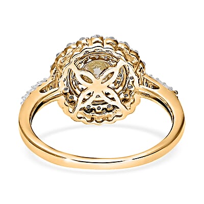 Luxoro 14K Yellow Gold I3 Natural Yellow and White Diamond Cocktail Ring (Size 10.0) 1.00 ctw
