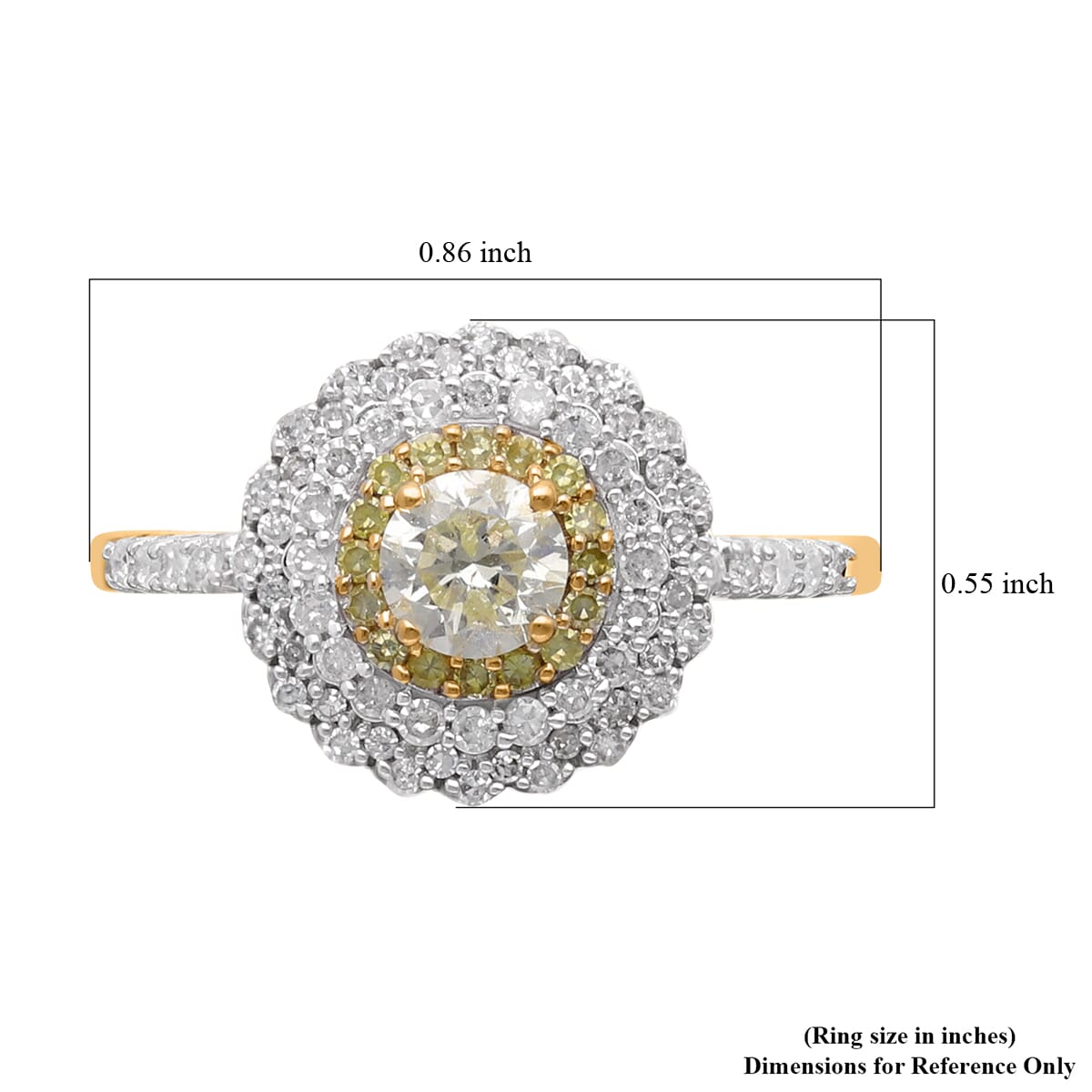 Luxoro 14K Yellow Gold I3 Natural Yellow and White Diamond Cocktail Ring (Size 9.5) 1.00 ctw image number 5