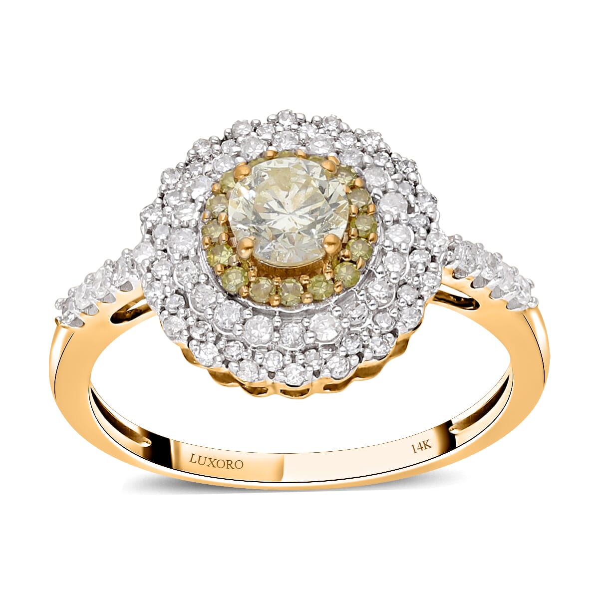 Luxoro 14K Yellow Gold I3 Natural Yellow and White Diamond Cocktail Ring (Size 10.5) 1.00 ctw image number 0
