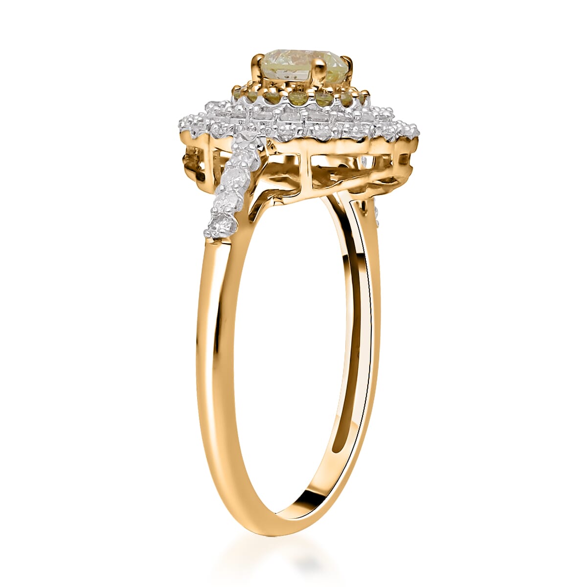 Luxoro 14K Yellow Gold I3 Natural Yellow and White Diamond Cocktail Ring (Size 10.5) 1.00 ctw image number 3