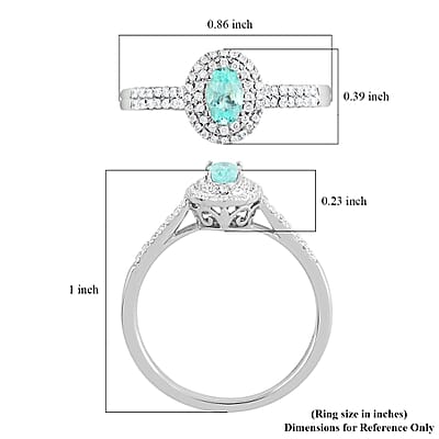 Certified & Appraised Rhapsody 950 Platinum AAAA Paraiba Tourmaline and E-F VS Diamond Double Halo Ring (Size 5.0) 4.45 Grams 0.65 ctw