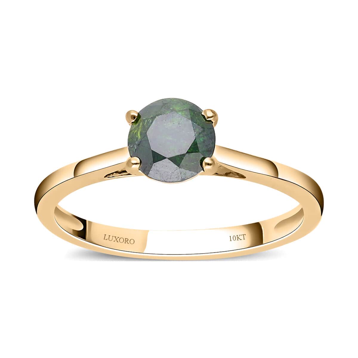 SGL Certified LUXORO 10K Yellow Gold Green Diamond Solitaire Ring 1.90 Grams 1.00 ctw image number 0