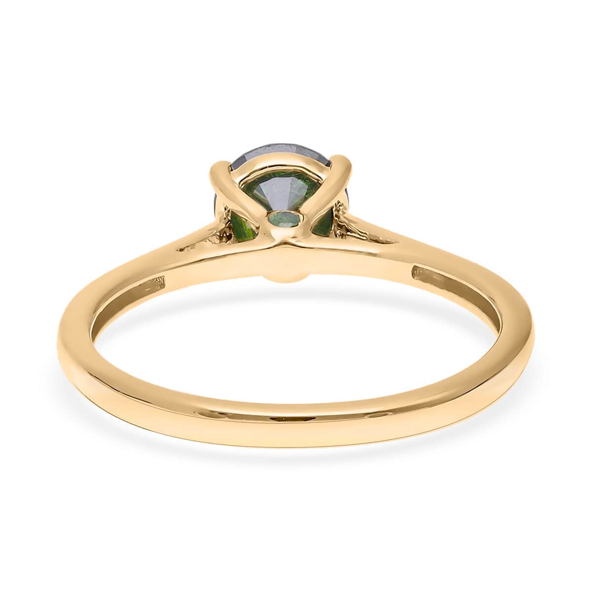 SGL Certified LUXORO 10K Yellow Gold Green Diamond Solitaire Ring 1.90 Grams 1.00 ctw image number 4