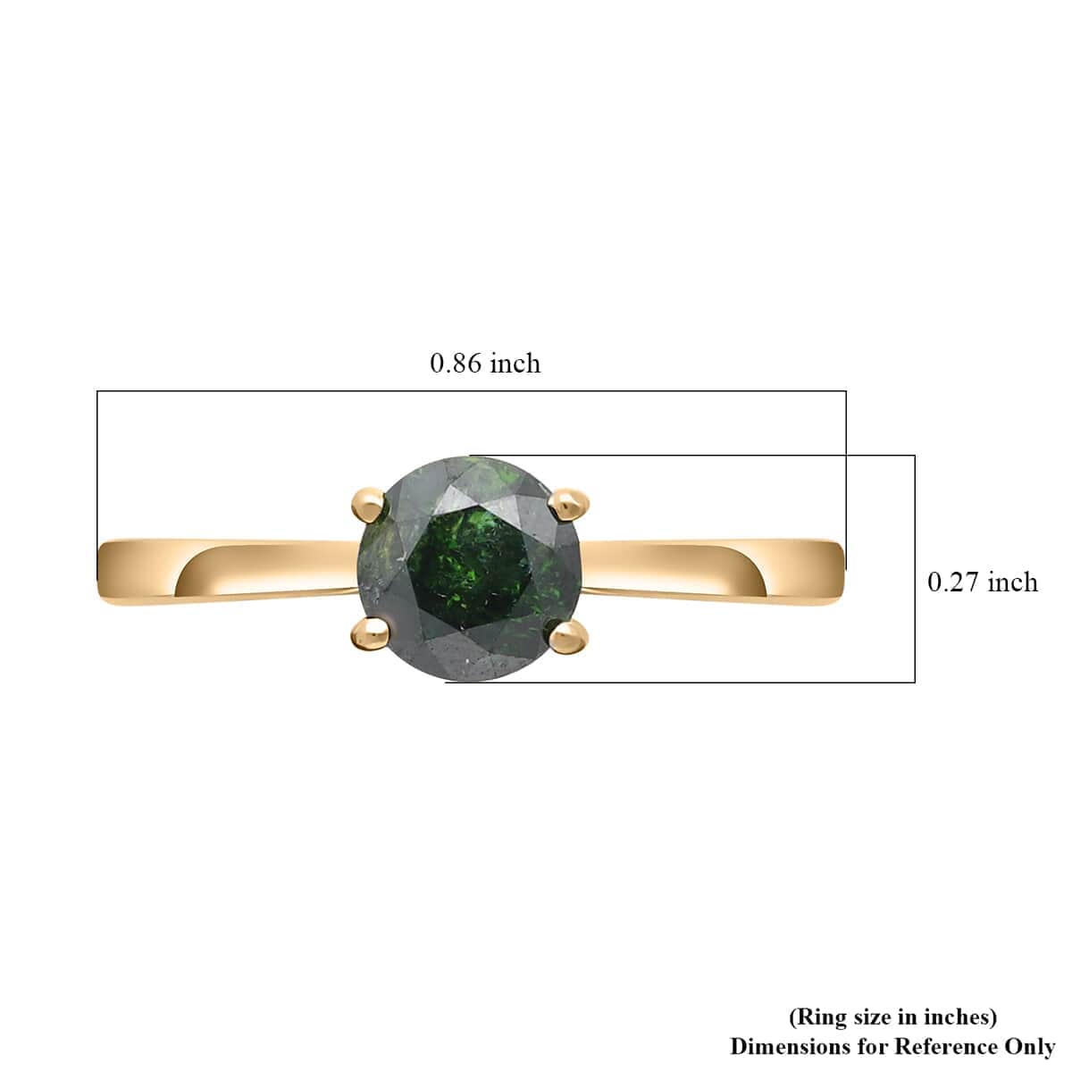 SGL Certified LUXORO 10K Yellow Gold Green Diamond Solitaire Ring 1.90 Grams 1.00 ctw image number 5