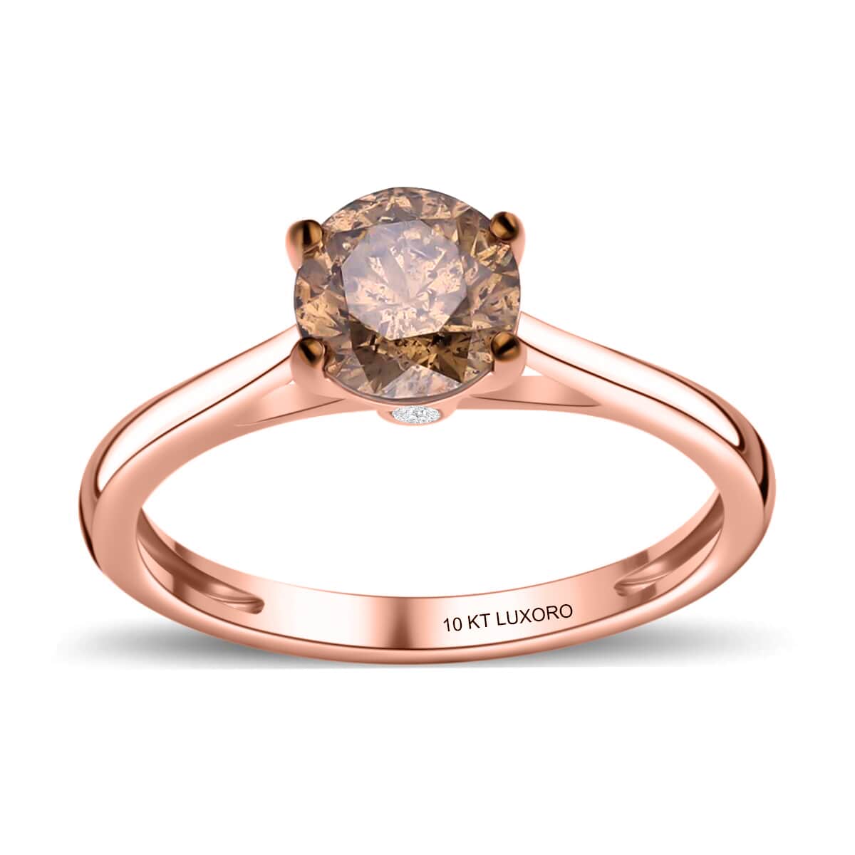 Luxoro SGL Certified Natural Champagne Diamond Solitaire Ring, 10K Rose Gold Ring, Diamond Ring, Gold Solitaire Ring, Promise Ring, Gold Gift For Her 1.00 ctw image number 0