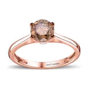 Luxoro SGL Certified Natural Champagne Diamond Solitaire Ring, 10K Rose Gold Ring, Diamond Ring, Gold Solitaire Ring, Promise Ring, Gold Gift For Her 1.00 ctw