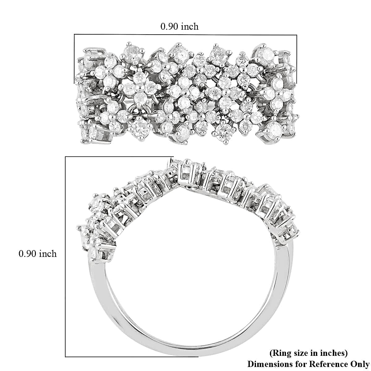 14K White Gold Diamond Floral Inspired Ring (Size 5.0) 4.60 Grams 1.00 ctw