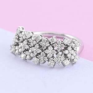 14K White Gold Diamond Floral Inspired Ring (Size 8.0) 4.60 Grams 1.00 ctw