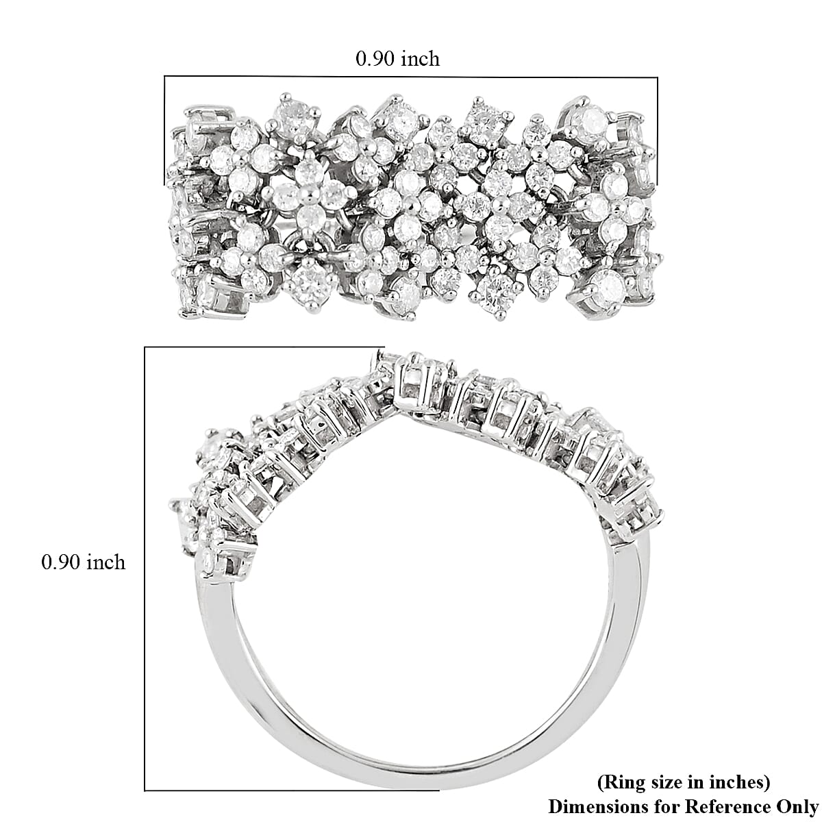 14K White Gold Diamond Floral Inspired Ring (Size 6.5) 4.60 Grams 1.00 ctw image number 4