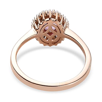 Iliana 18K Rose Gold AAA Madagascar Pink Sapphire and G-H SI Diamond Halo Ring (Size 10.0) 3.30 Grams 1.15 ctw
