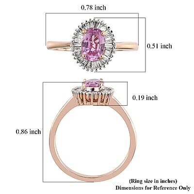 Iliana 18K Rose Gold AAA Madagascar Pink Sapphire and G-H SI Diamond Halo Ring (Size 10.0) 3.30 Grams 1.15 ctw