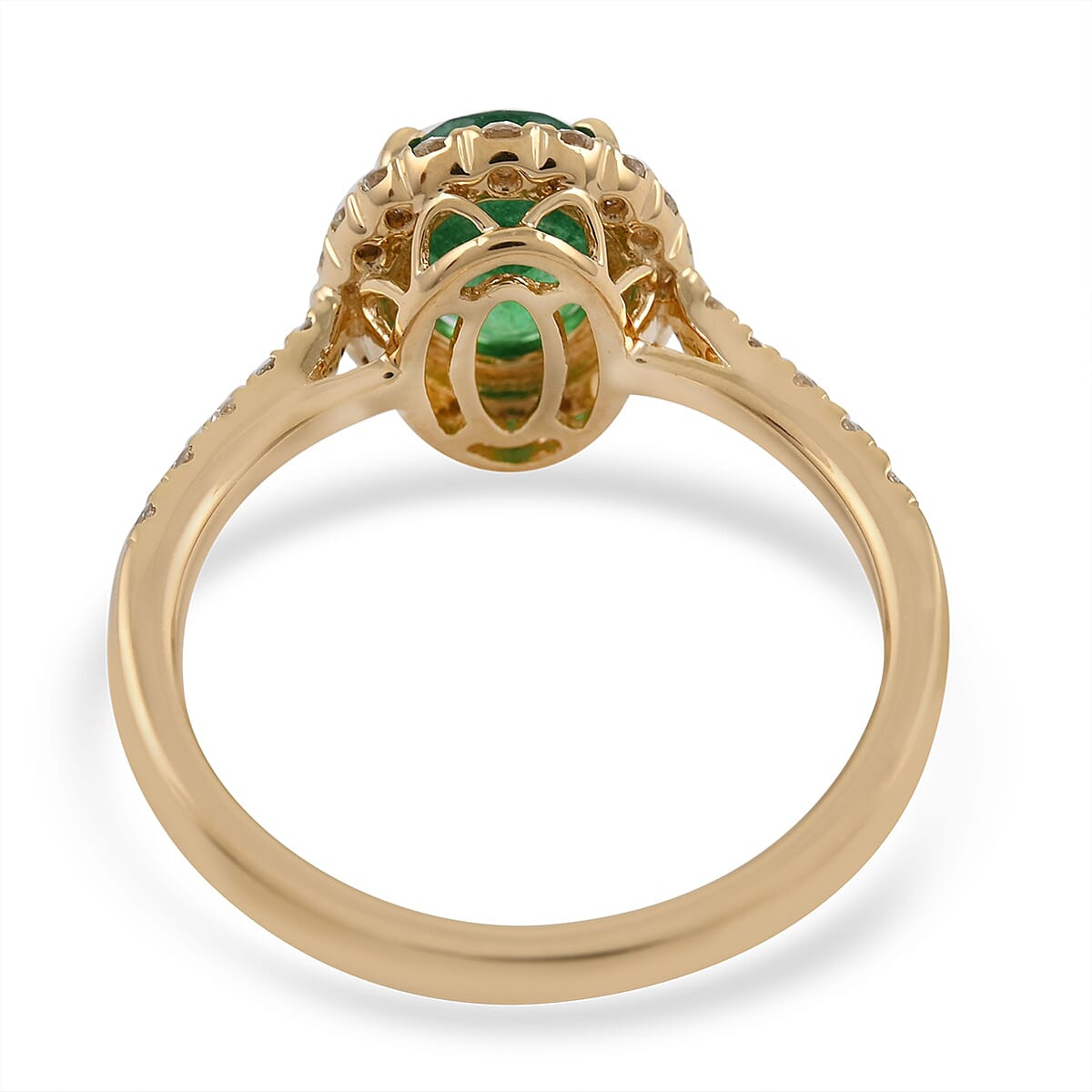 Iliana 18K Yellow Gold AAA Kagem Zambian Emerald, Diamond (G-H, SI) (0.30 cts) Halo Ring (Size 11.5) (3.75 g) 1.65 ctw image number 3