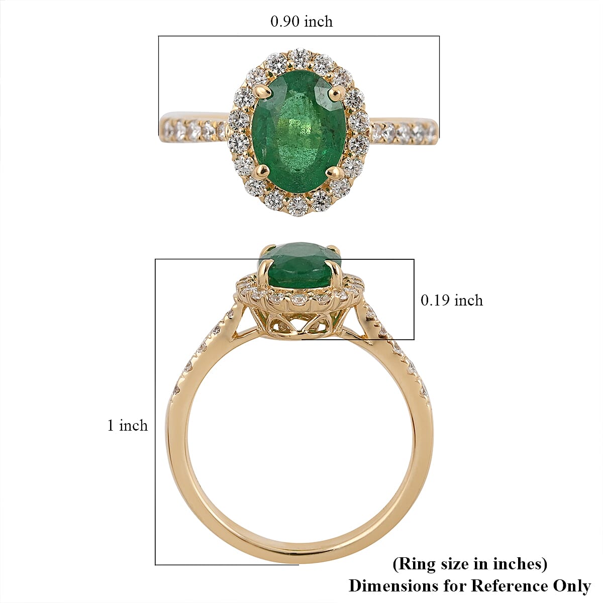 Iliana 18K Yellow Gold AAA Kagem Zambian Emerald, Diamond (G-H, SI) (0.30 cts) Halo Ring (Size 11.5) (3.75 g) 1.65 ctw image number 4
