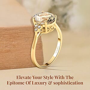 Certified Luxoro 14K Yellow Gold AAA Turkizite and G-H I2 Diamond Ring (Size 5.0) 3.00 ctw