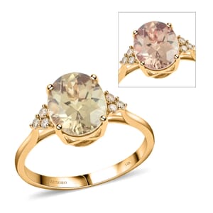 Certified Luxoro 14K Yellow Gold AAA Turkizite and G-H I2 Diamond Ring (Size 5.5) 3.00 ctw