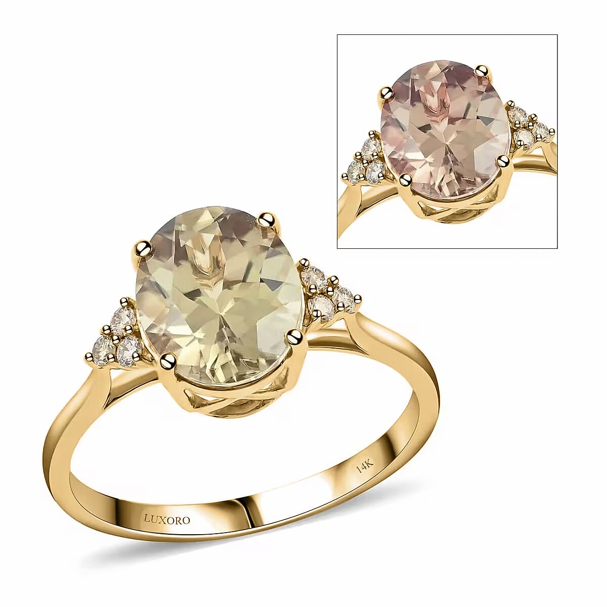 Certified Luxoro AAA Turkizite and G-H I2 Diamond 3.00 ctw Ring in 14K Yellow Gold (Size 8.5) image number 0