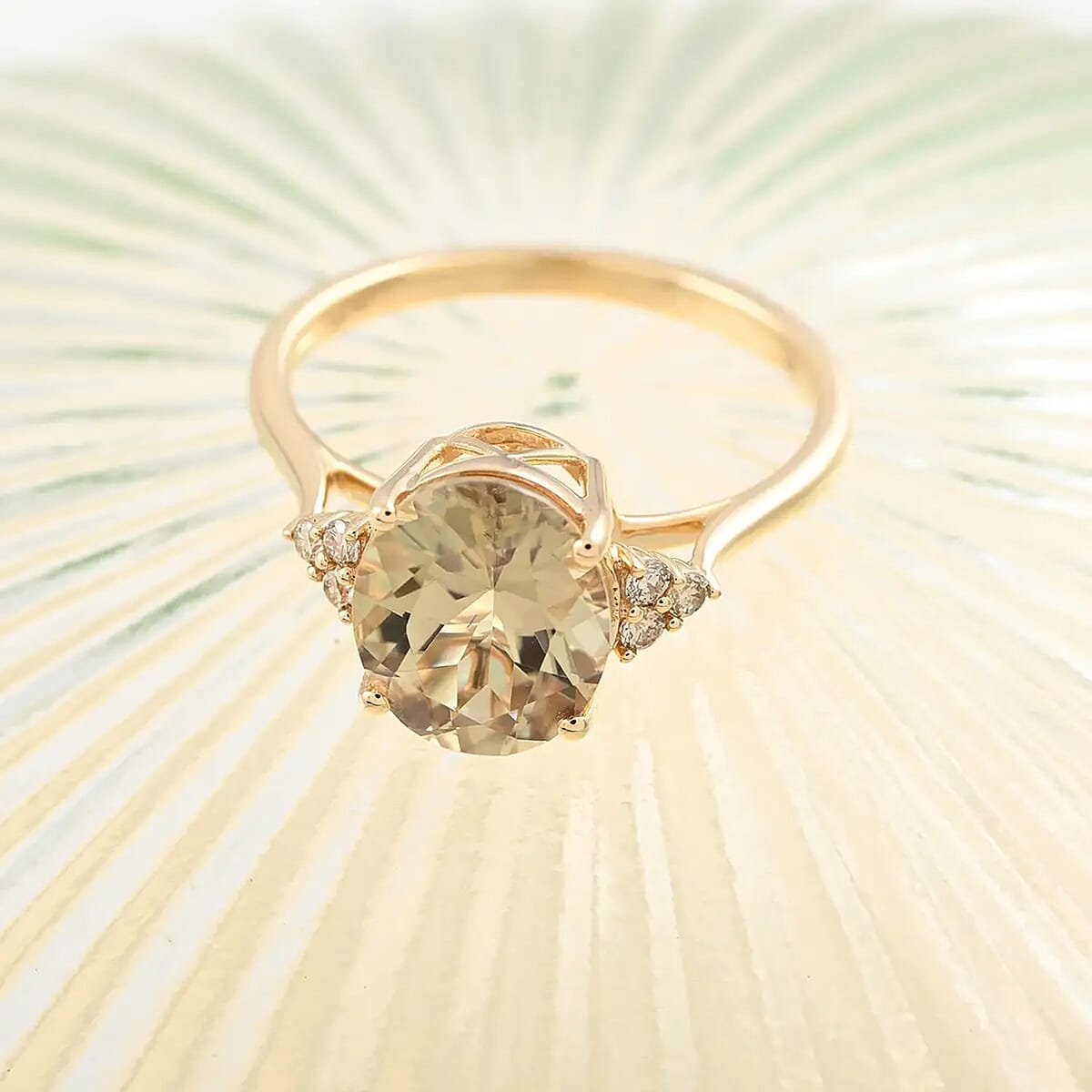 Certified Luxoro AAA Turkizite and G-H I2 Diamond 3.00 ctw Ring in 14K Yellow Gold (Size 8.5) image number 1