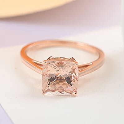 Luxoro 14K Rose Gold AAA Marropino Morganite Solitaire Ring (Size 12.0) 2.25 ctw