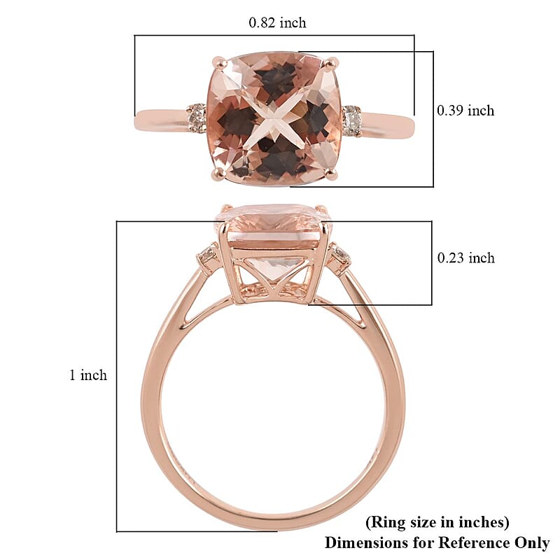 Luxoro 14K Rose Gold AAA Marropino Morganite and G-H I2 Diamond Ring (Size 5.0) 3.00 ctw