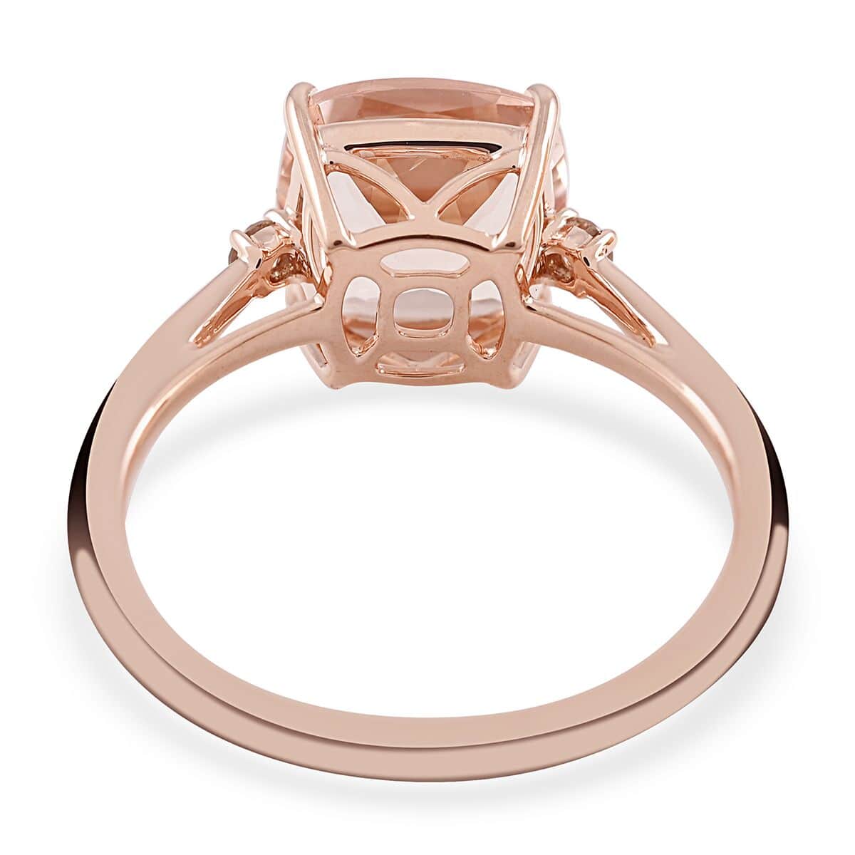 Luxoro 14K Rose Gold AAA Marropino Morganite and G-H I2 Diamond Ring (Size 11.0) 3.00 ctw image number 4