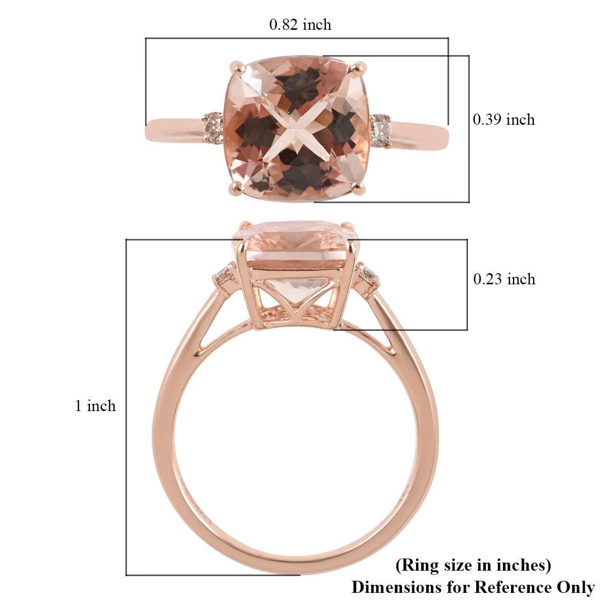Luxoro 14K Rose Gold AAA Marropino Morganite and G-H I2 Diamond Ring (Size 7.5) 3.00 ctw image number 5
