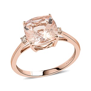 Luxoro 14K Rose Gold AAA Marropino Morganite and G-H I2 Diamond Ring (Size 10.5) 3.00 ctw