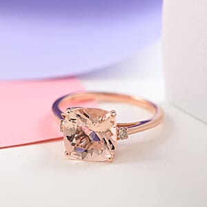 Luxoro 14K Rose Gold AAA Marropino Morganite and G-H I2 Diamond Ring (Size 11.5) 3.00 ctw