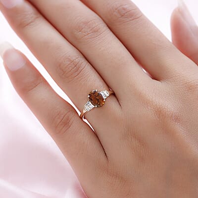 Luxoro 10K Yellow Gold AAA Tanzanian Golden Tourmaline and Diamond Ring (Size 5.0) 1.30 ctw