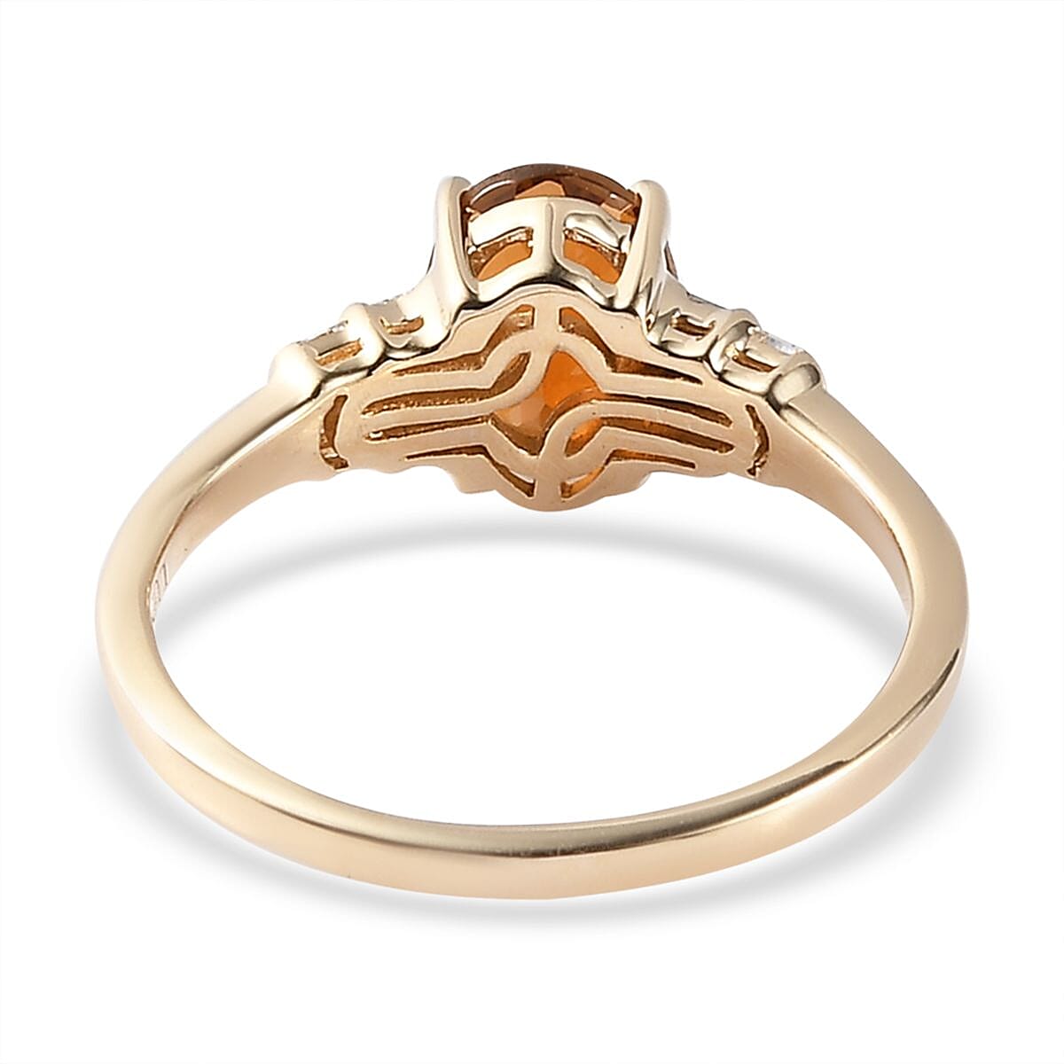 Luxoro 10K Yellow Gold AAA Tanzanian Golden Tourmaline and Diamond Ring (Size 5.0) 1.30 ctw