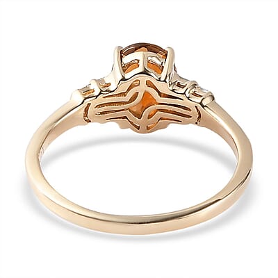 Luxoro 10K Yellow Gold AAA Tanzanian Golden Tourmaline and Diamond Ring (Size 5.0) 1.30 ctw
