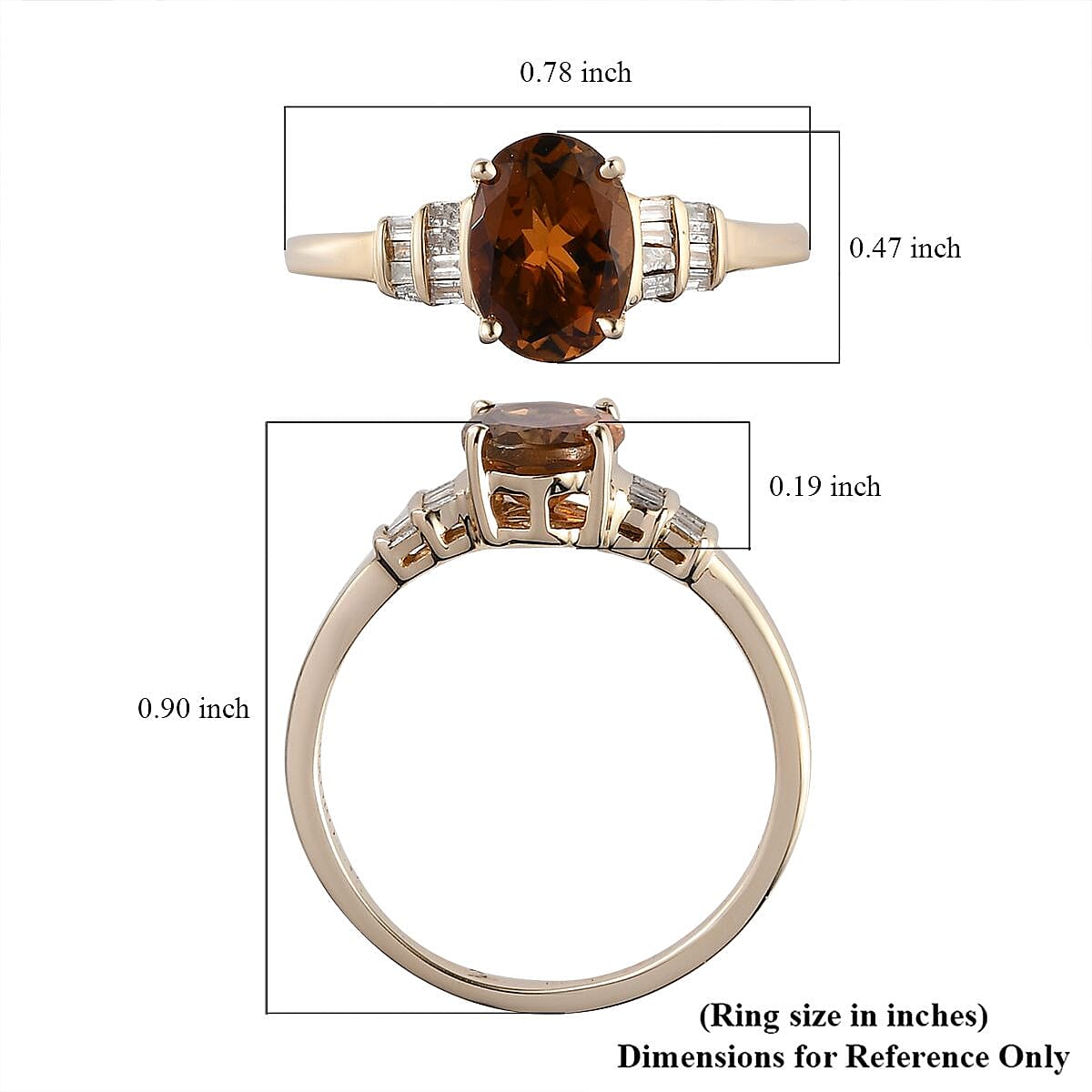 Luxoro 10K Yellow Gold AAA Tanzanian Golden Tourmaline and Diamond Ring (Size 5.0) 1.30 ctw