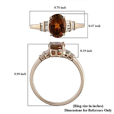 Luxoro 10K Yellow Gold AAA Tanzanian Golden Tourmaline and Diamond Ring (Size 5.0) 1.30 ctw