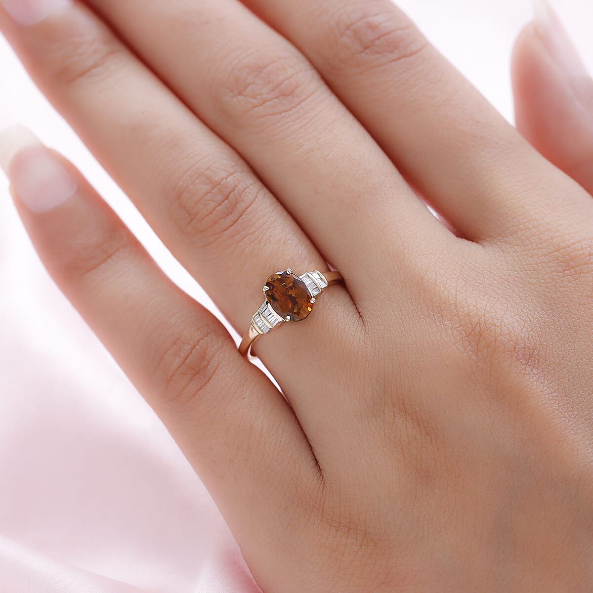 Luxoro 10K Yellow Gold AAA Tanzanian Golden Tourmaline, Diamond Ring (Size 6.5) 1.30 ctw image number 2