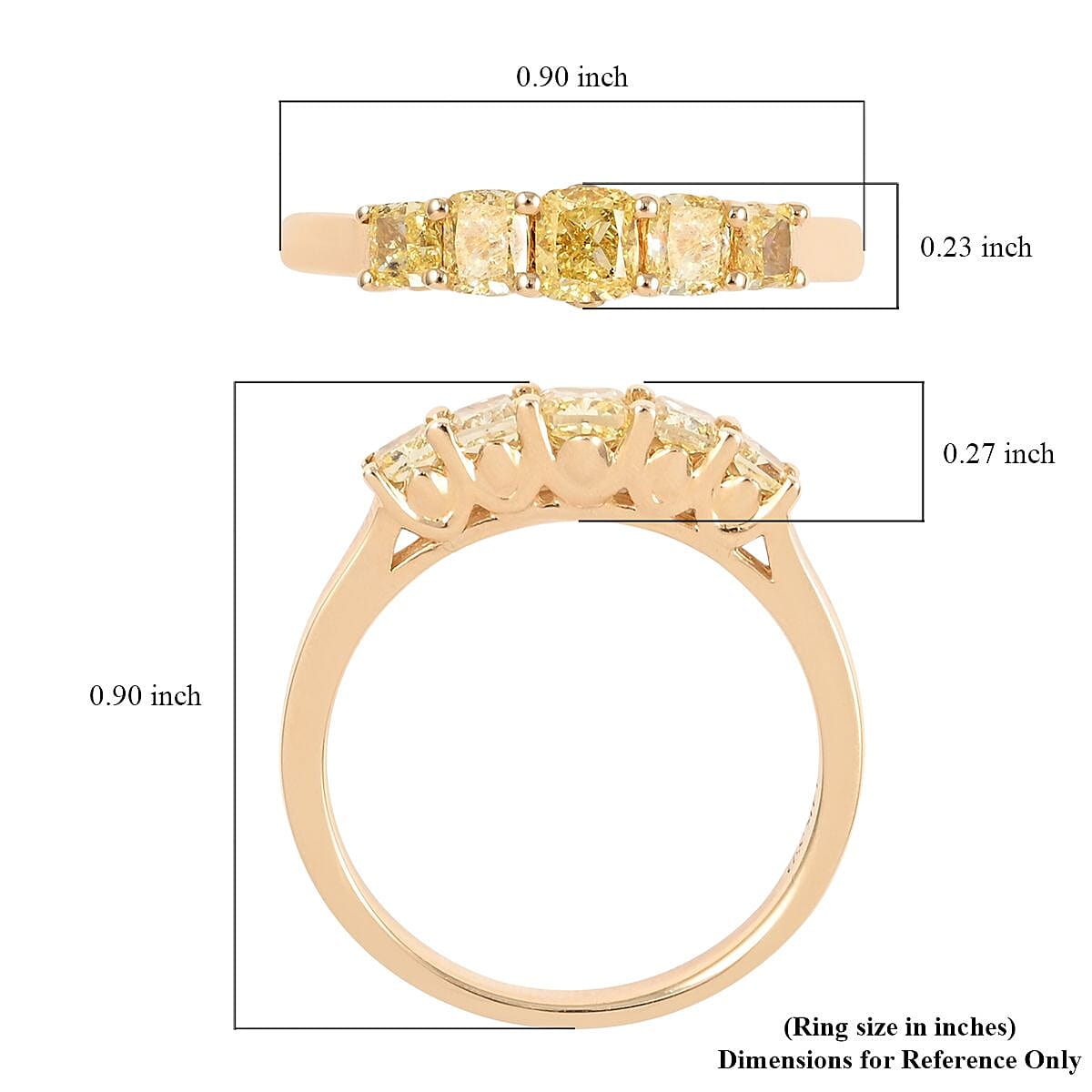 14K Yellow Gold Natural Yellow Diamond Ring (Size 5.5) 1.00 ctw