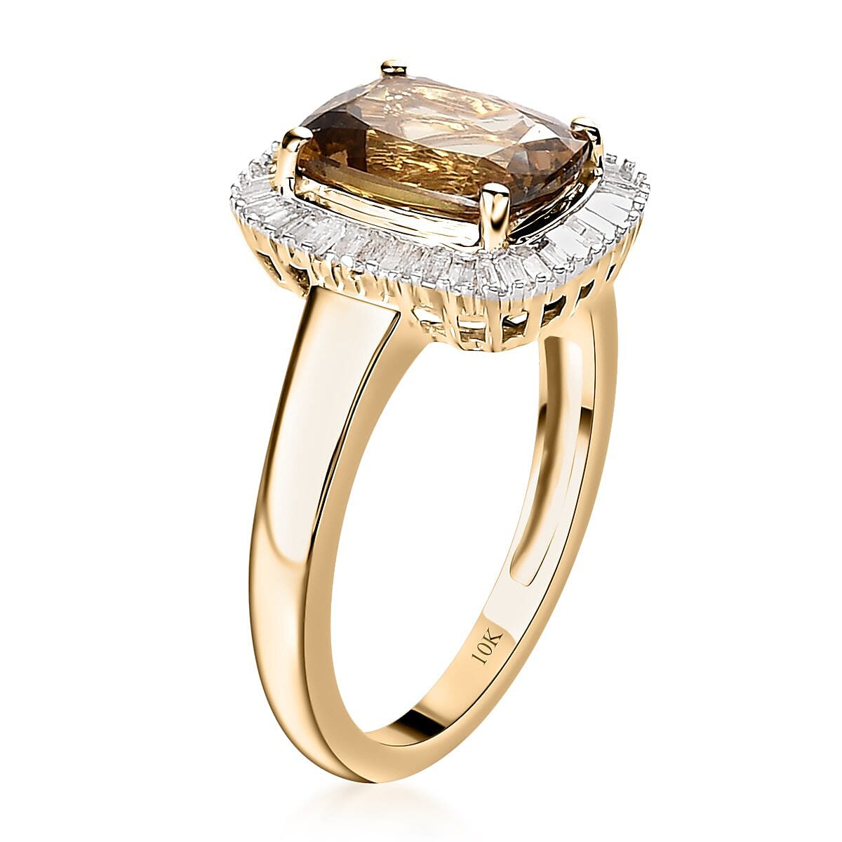 Luxoro 10K Yellow Gold Premium Golden Tanzanite and Diamond Halo Ring (Size 5.0) 2.50 ctw