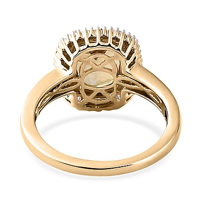 Luxoro 10K Yellow Gold Premium Golden Tanzanite and Diamond Halo Ring (Size 5.0) 2.50 ctw