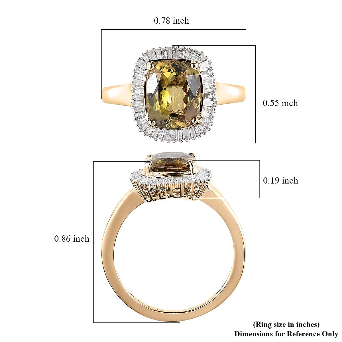Luxoro 10K Yellow Gold Premium Golden Tanzanite and Diamond Halo Ring (Size 5.0) 2.50 ctw