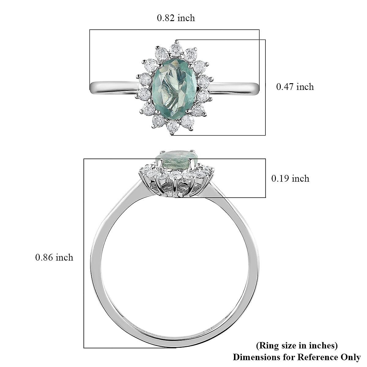 Luxoro 14K White Gold AAA Narsipatnam Alexandrite and G-H I3 Diamond Sunburst Ring (Size 5.0) 0.90 ctw