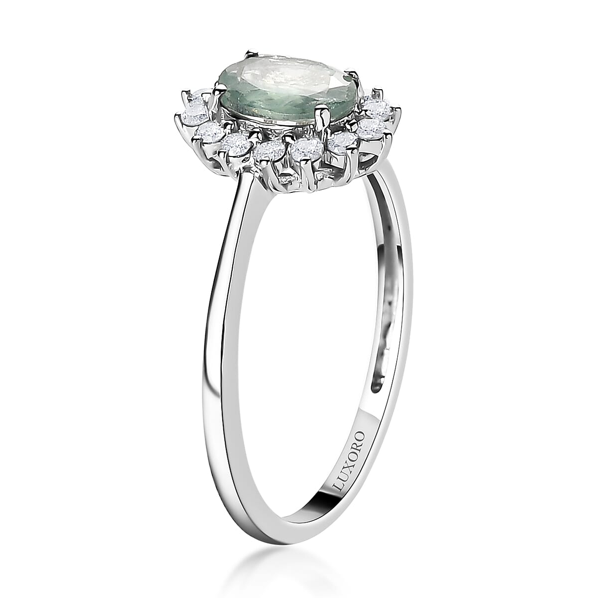 Luxoro 14K White Gold AAA Narsipatnam Alexandrite and G-H I3 Diamond Sunburst Ring (Size 6.5) 0.90 ctw image number 3
