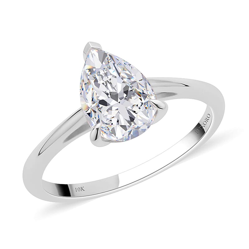 Luxoro 10K White Gold Moissanite Solitaire Ring (Size 5.0) 1.90 ctw