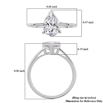 Luxoro 10K White Gold Moissanite Solitaire Ring (Size 5.0) 1.90 ctw