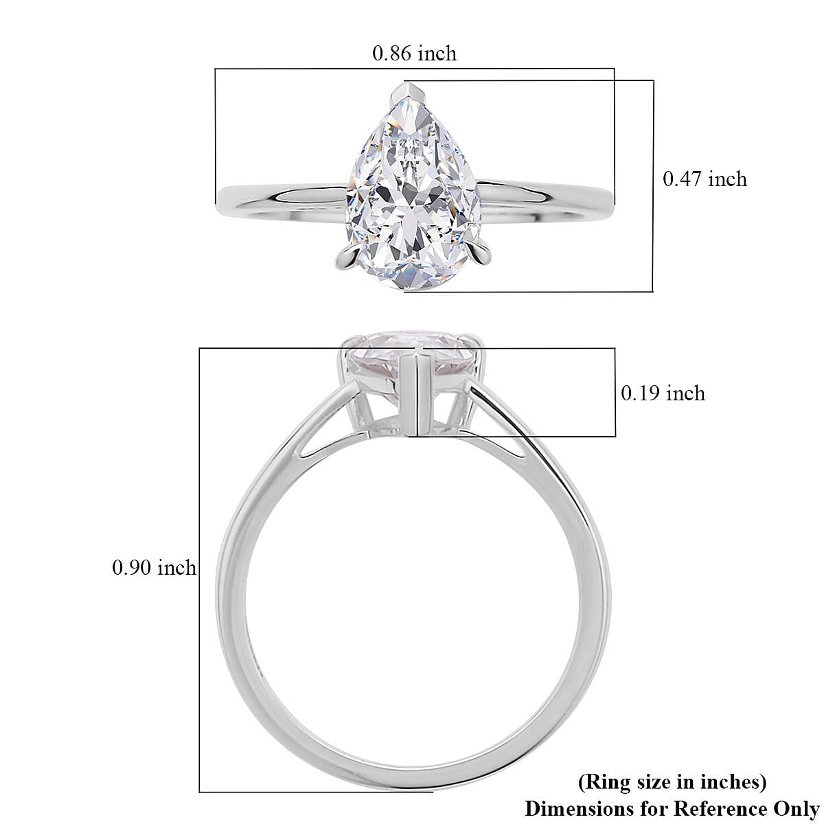 Luxoro 10K White Gold Moissanite Solitaire Ring (Size 8.5) 1.90 ctw image number 5
