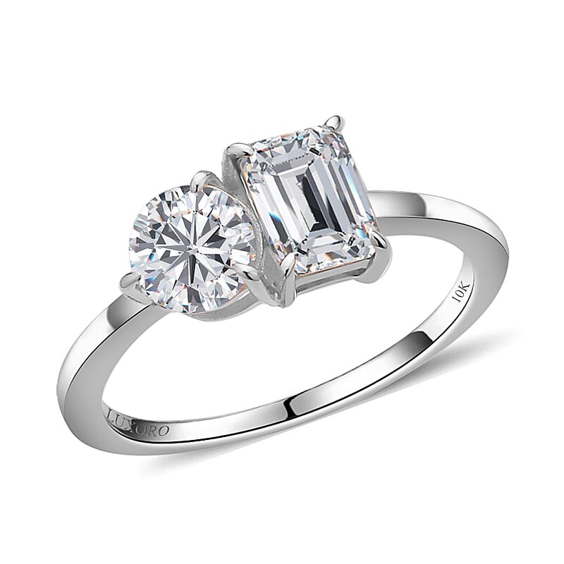 Luxoro 10K White Gold Moissanite Ring (Size 5.0) 2.60 Grams 2.60 ctw