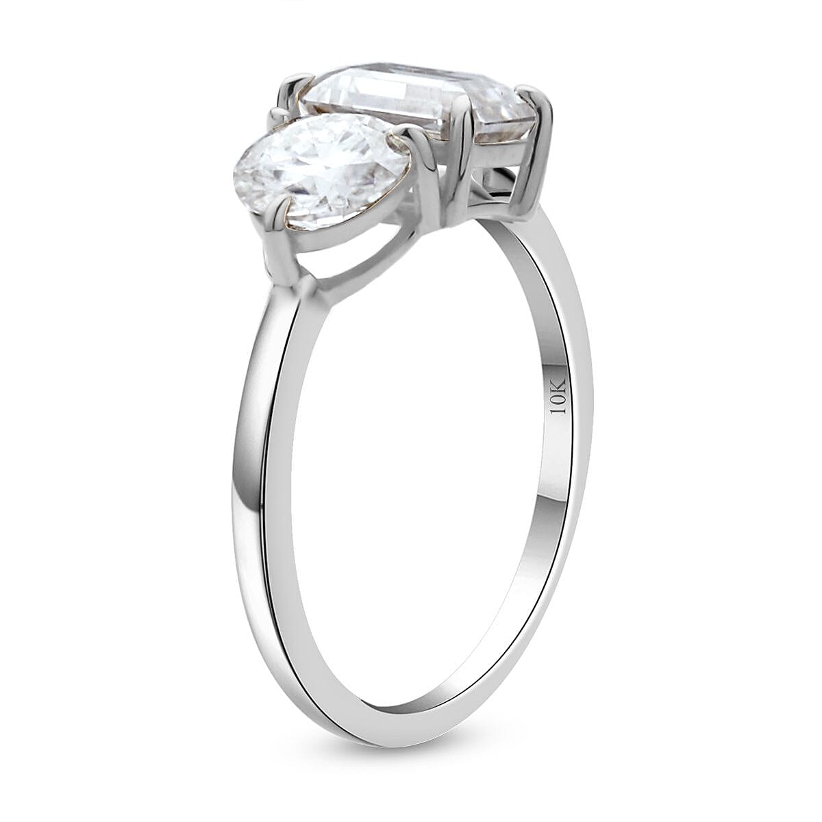 Luxoro 10K White Gold Moissanite Ring (Size 5.0) 2.60 Grams 2.60 ctw