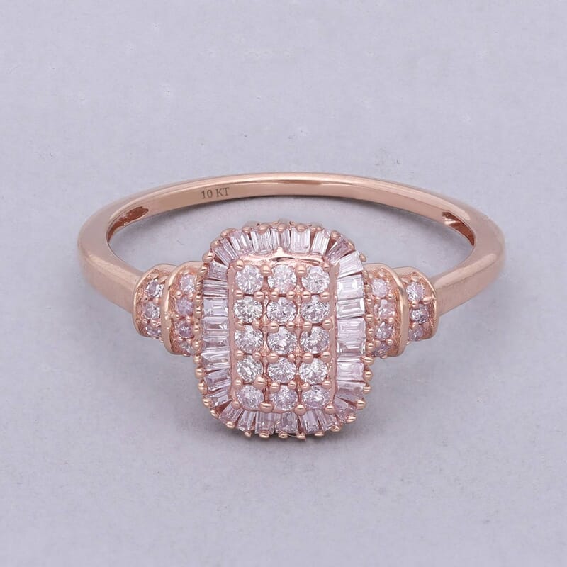 Luxoro 10K Rose Gold Natural Pink Diamond I3 Ring (Size 5.0) 0.50 ctw