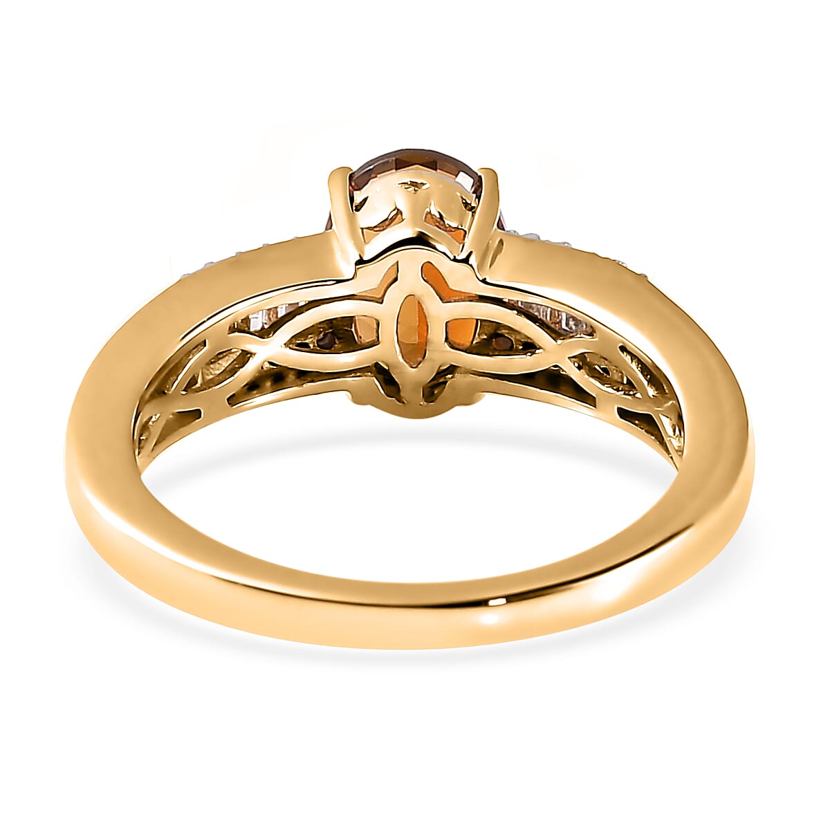 Luxoro 10K Yellow Gold AAA Tanzanian Golden Tourmaline and Diamond Ring (Size 5.0) 1.40 ctw