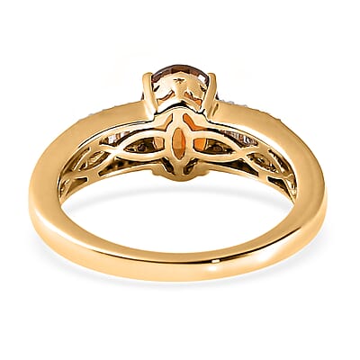 Luxoro 10K Yellow Gold AAA Tanzanian Golden Tourmaline and Diamond Ring (Size 5.0) 1.40 ctw