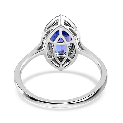 Certified Iliana 18K White Gold AAA Tanzanite and G-H SI Diamond Halo Ring (Size 5.0) 2.20 ctw